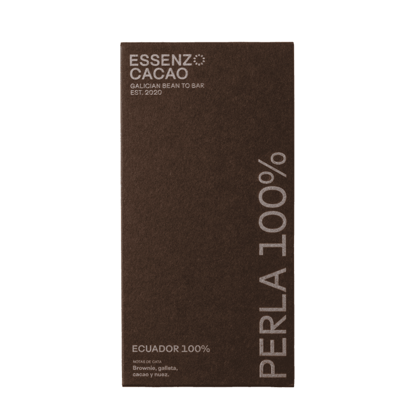 Tableta chocolate 100% cacao sin azúcar bean to bar Perla Ecuador Essenzo Cacao