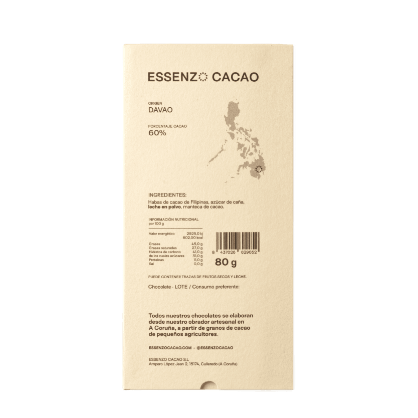 Reverso tableta chocolate dark milk origen único Filipinas Davao Essenz